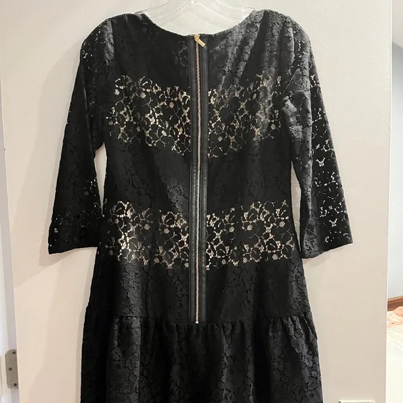 knee length dresses for ladies Ann Taylor Loft Women's Navy Lace Overlay Short Sleeve Shift Dress Size 10T main image 0